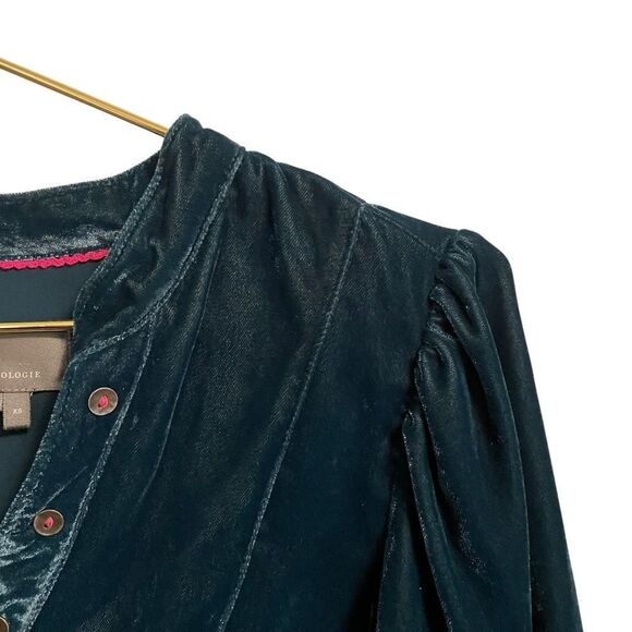 Anthropologie Hillary Velvet Top Teal Size XS - Picture 3 of 8